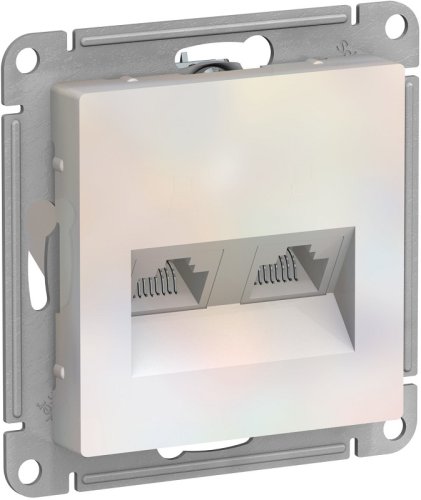 Розетка компьютерная без рамки Systeme Electric AtlasDesign 2-м. RJ45+RJ45 5e жемчуг картинка